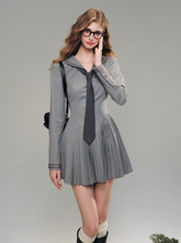 Retro College Pleated Dress